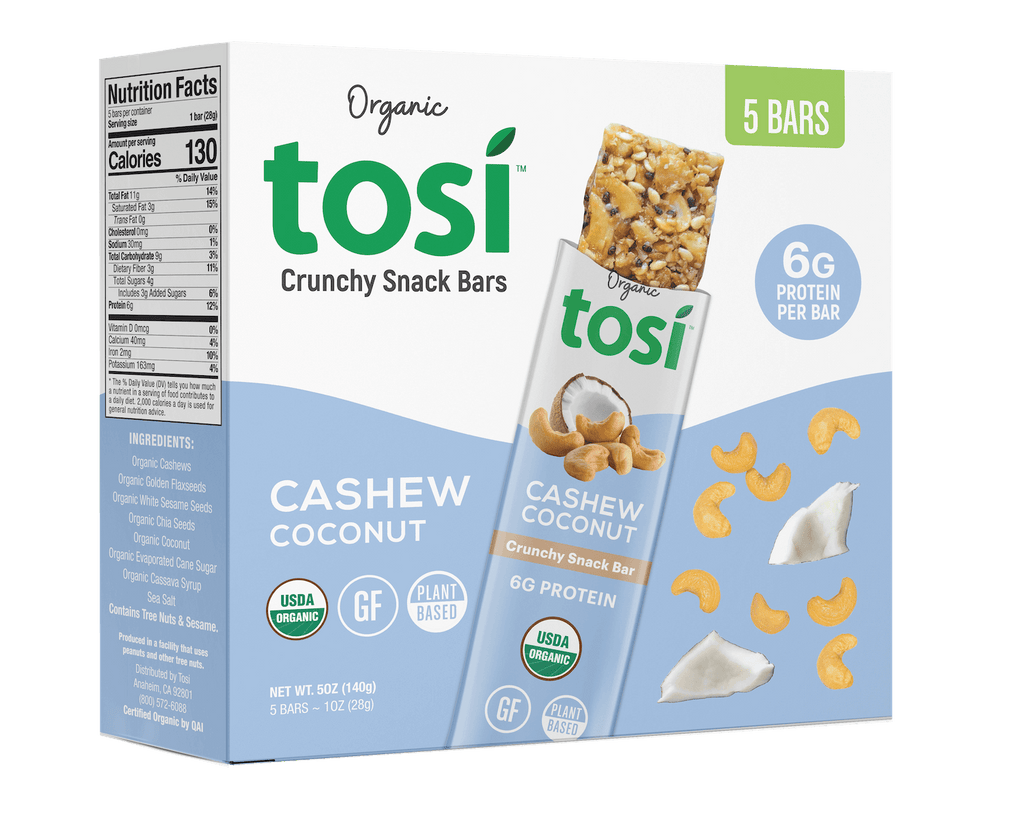 Tosi Plant-Based Protein Bars, SuperBites Nut Bars (5 Pack), Cash ...