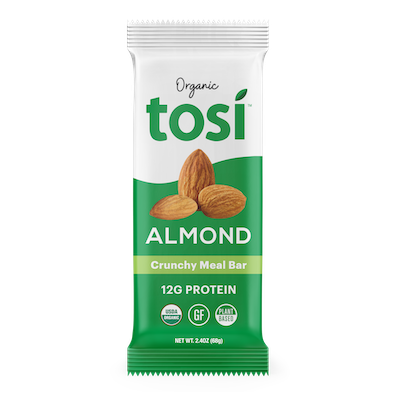 Tosi PlantBased Protein Bars, SuperBites Nut Bars (12 Pack), Almond